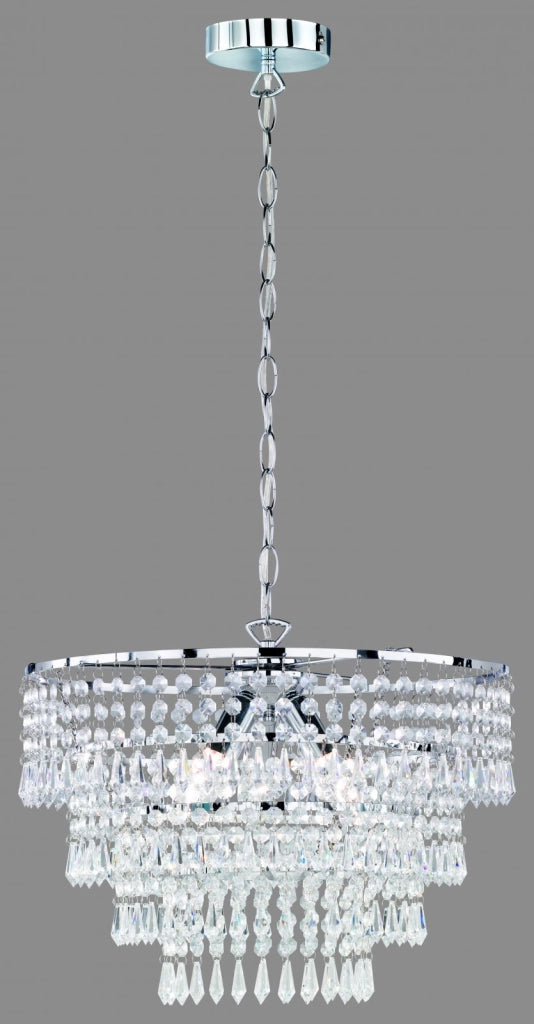 ORIENT SOSPENSIONE TONDA STRASS ACRILICO CROMO D.42CM 3 LUCI ATTACCO E14