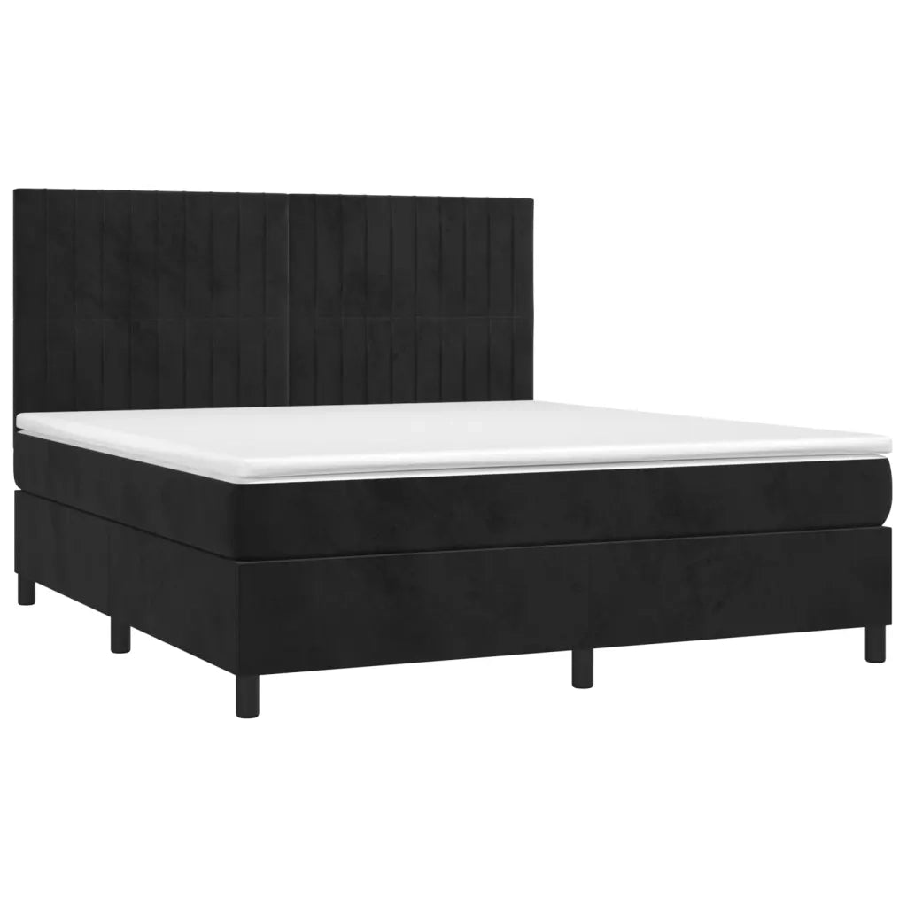 Letto a Molle con Materasso e LED Nero 180x200 cm in Velluto 3136259