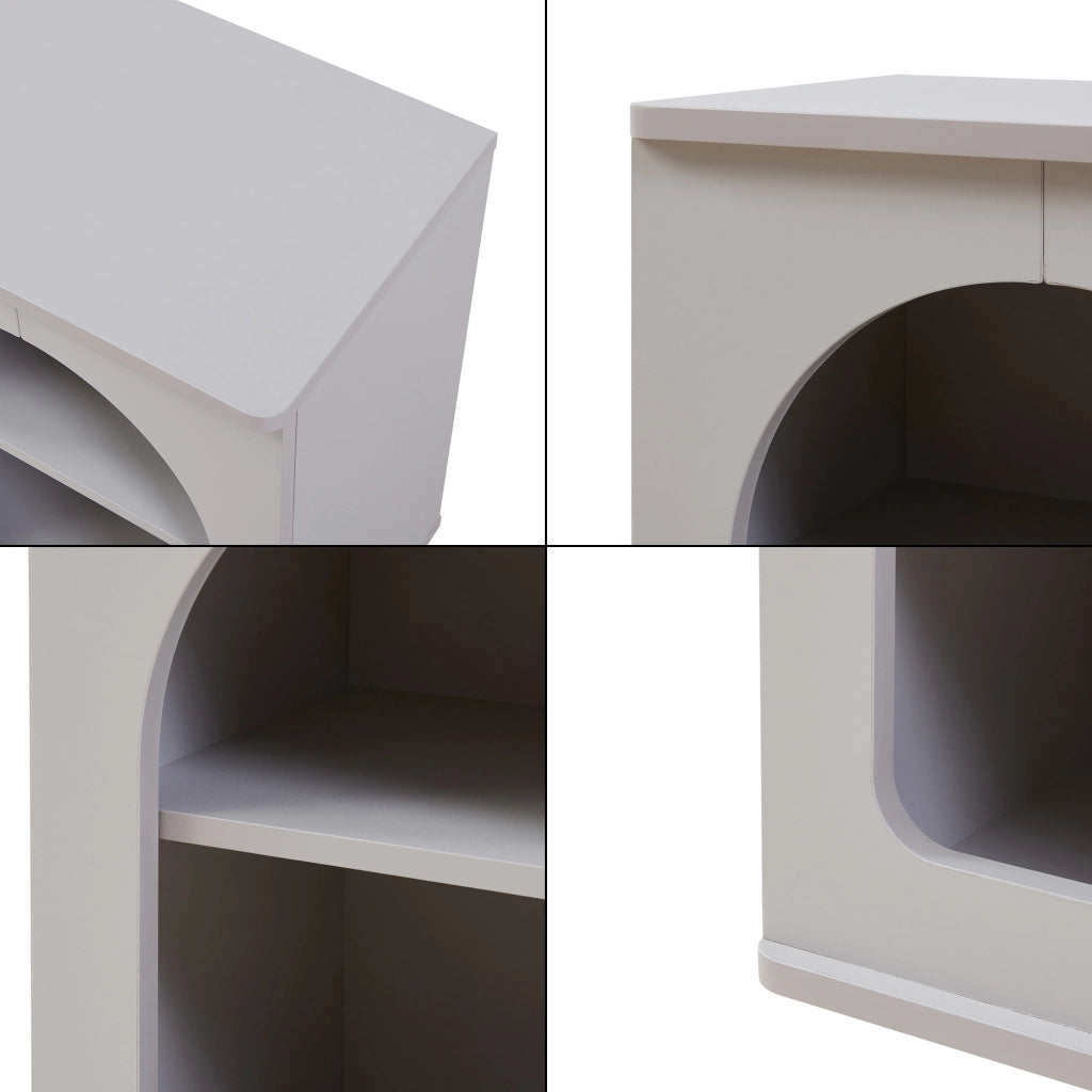 Comodino Trorhun con Ripiano e 2 Vani 48 x 40 x 30 cm - Grigio [en.casa]