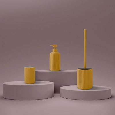 Portaspazzolini bagno da appoggio giallo in ceramica soft touch Spring