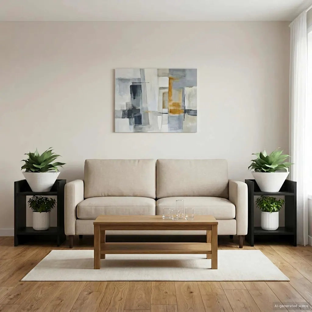 Supporto per piante | Sostegno per piante 2 pz Rovere Nero 30 x 30 x 40 cm