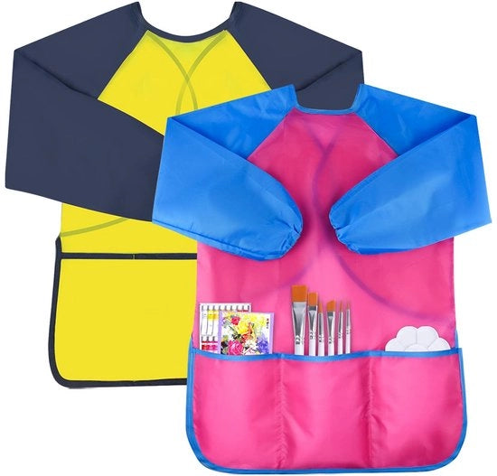 Scheda di Protezione per Bambini con Maniche - Impermeabile - 2 Pacchi - 3-8 Anni - 3 Tasche