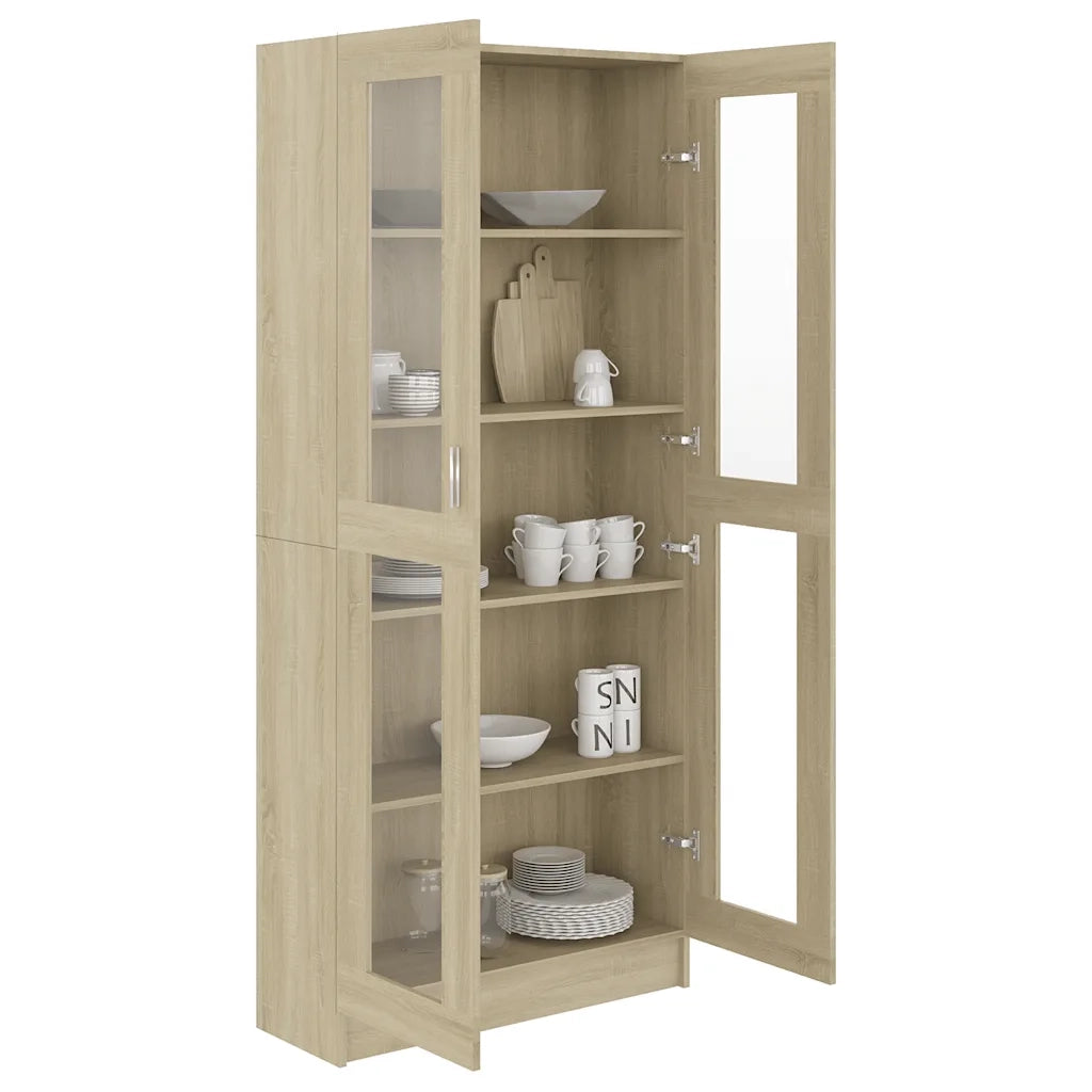 Armadietto Vetrina Rovere Sonoma 82,5x30,5x185 cm Multistrato 802771