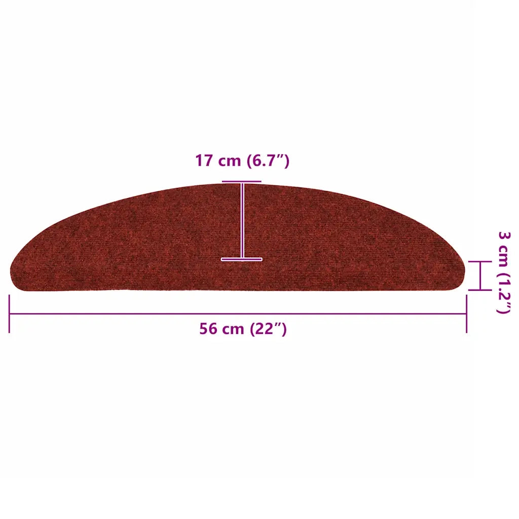Tappetini per scale autoadesivi 10 pz | Gradini per Scale 56x17x3 cm Bordeaux Rosso Semicircolari