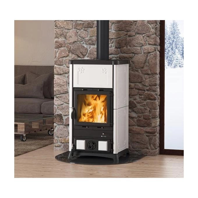 La Nordica 7112700 Fedora Stufa a legna da incasso in maiolica con sistema post combustione 8,3 kW 238 m³ classe A+ (103,5x55,9x54,7 cm) colore Bordeaux