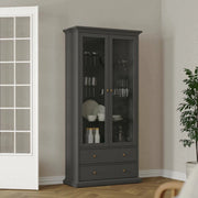 Vetrina Honore, Credenza espositiva, Vetrinetta multiuso, Madia da soggiorno, 96x42 h201 cm, Grigio