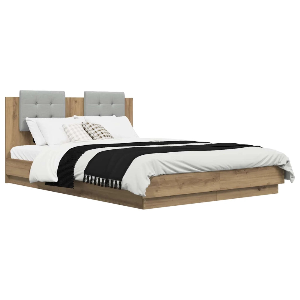 Struttura letto con testata-Giroletto Rovere artigianale 140 x 200 cm