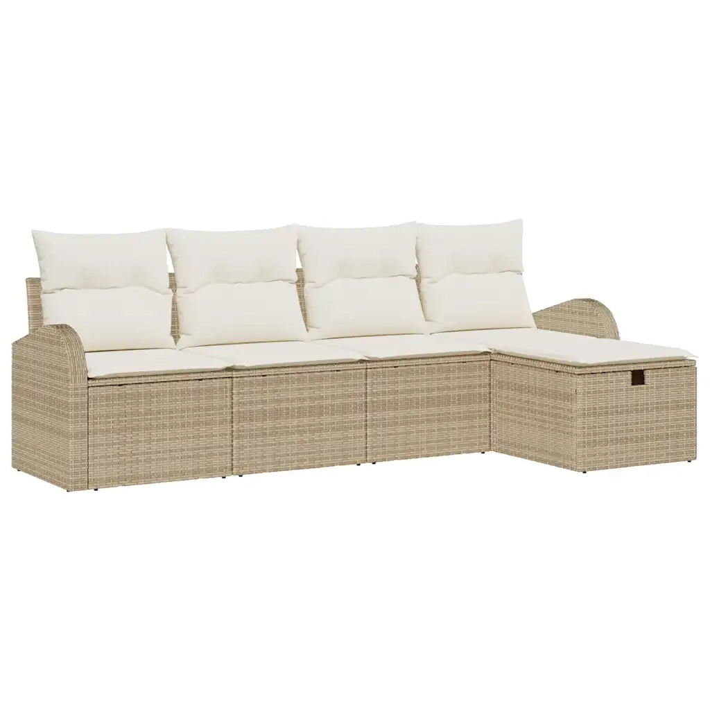 Set Divano da Giardino con cuscino 5 pcs Beige Poly Rattan 3360392