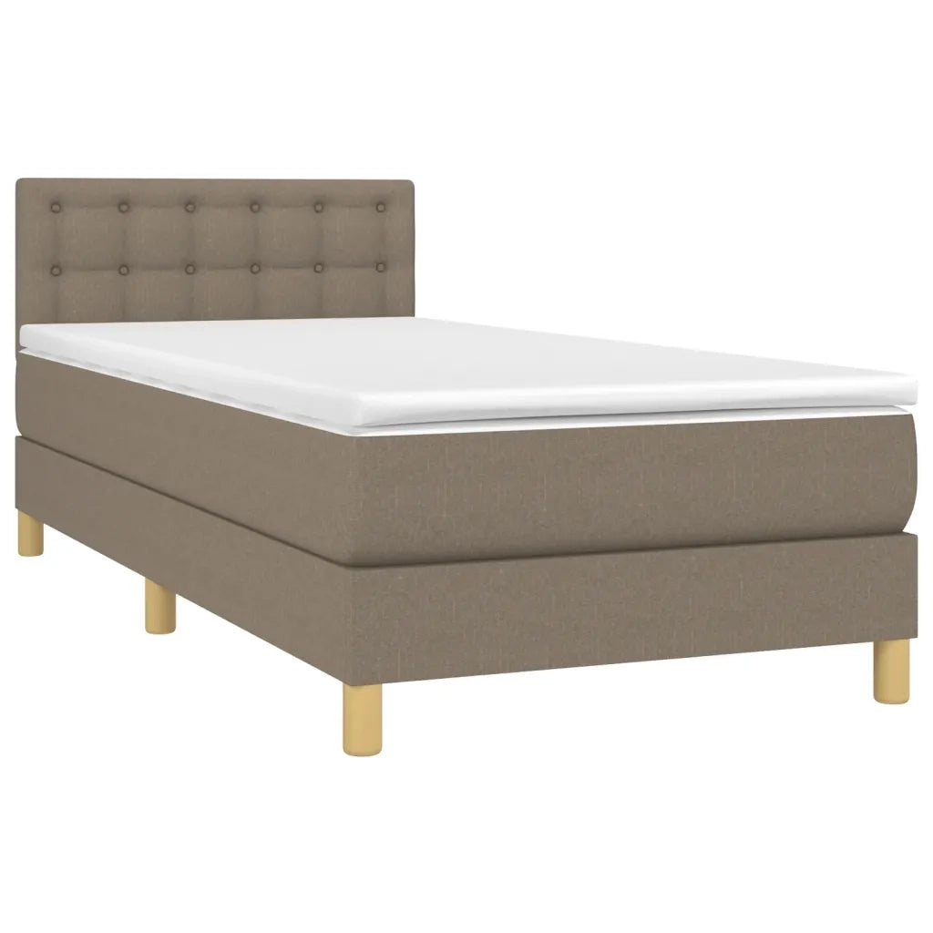Letto a Molle con Materasso e LED Tortora 90x190 cm in Tessuto