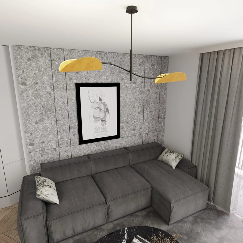 Plafoniera Lotus design foglie nero/arancio 2xE14 Emibig