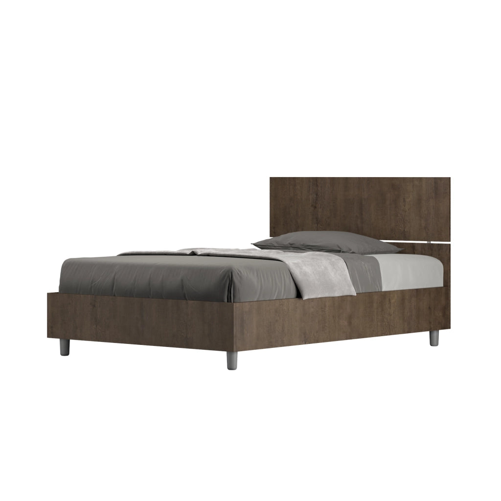 BS COM Letto una piazza e mezza con rete 120x190 testata dritta noce