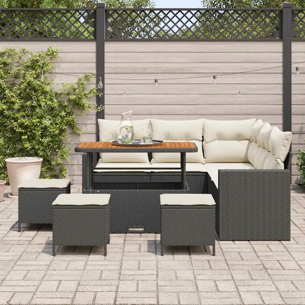 Set Divano da Giardino 10 pcs Nero e Crema polyrattan 3363570