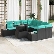Set Divano da Giardino 9 pz Nero polyrattan 3357899