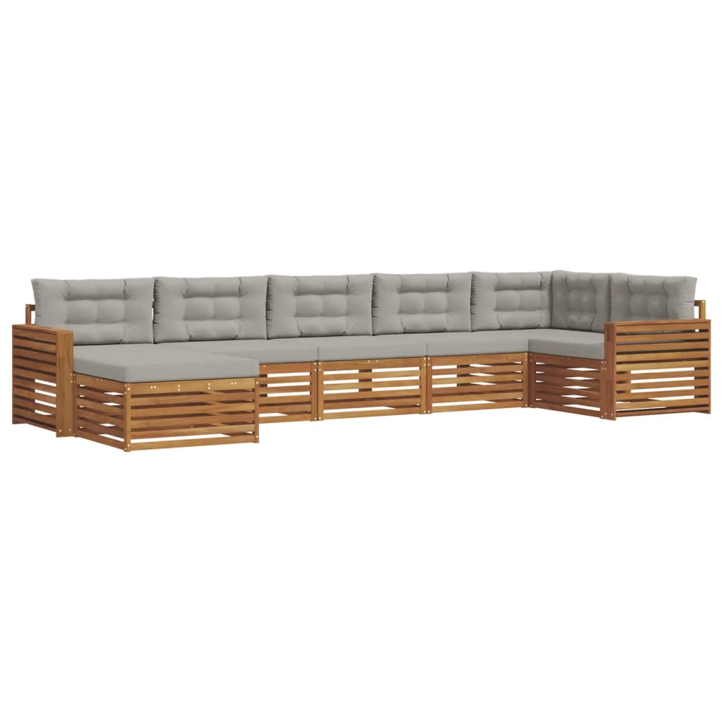 Set divani con cuscino 7 pcs Grigio Naturale e Chiaro 3373826