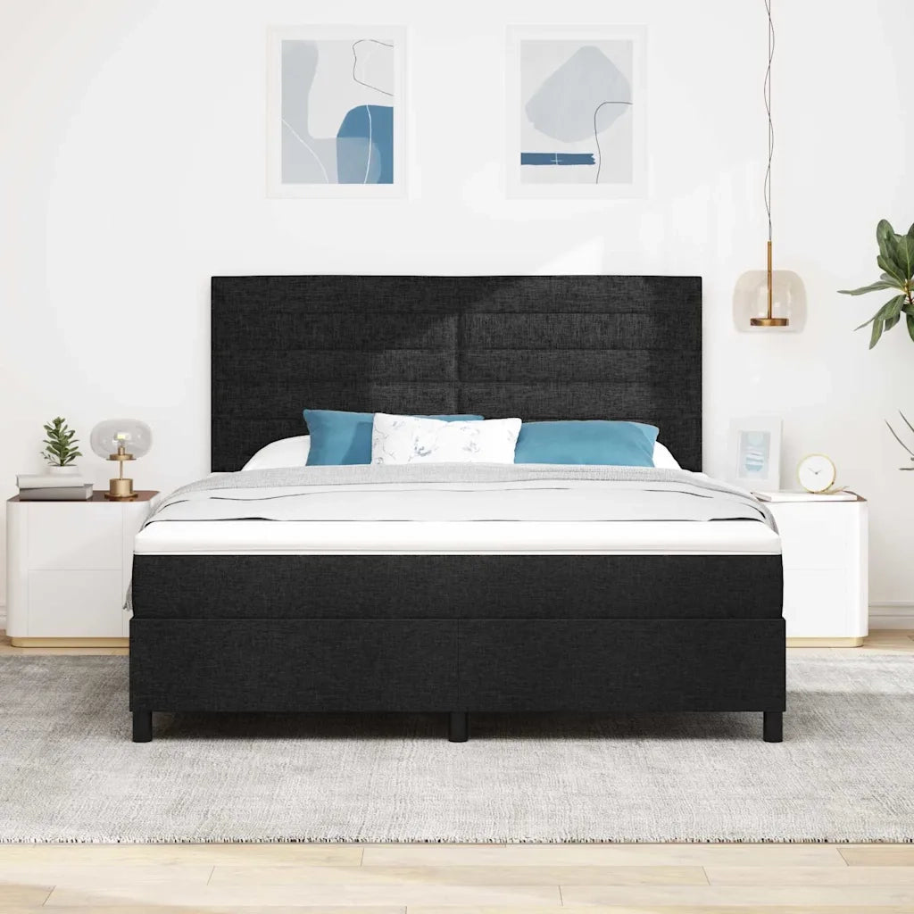 Letto a molle con materasso con led Nero 180 x 200 cm Tessuto 3342811