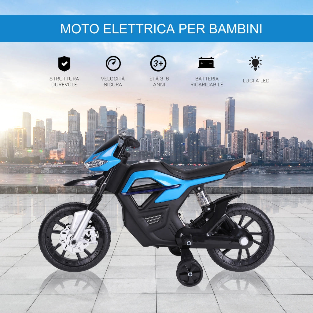 Moto Elettrica per Bambini ¨C zephmum ¨C Azzurro e Nero, PP e Metallo, 105x52.3x62.3 cm
