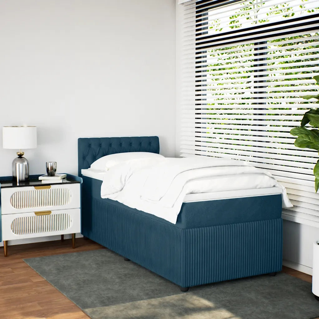 Giroletto a Molle con Materasso Blu 80x200 cm in Velluto 3287600