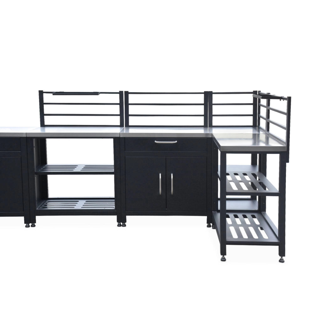 Modulo cucina da esterno con barbecue a gas a 4 bruciatori, 7 moduli,