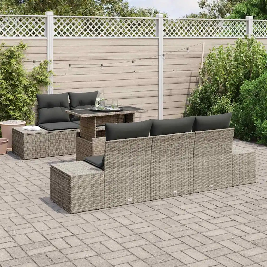 Set di divani con cuscino 6 pcs Grigio polyrattan 3349095