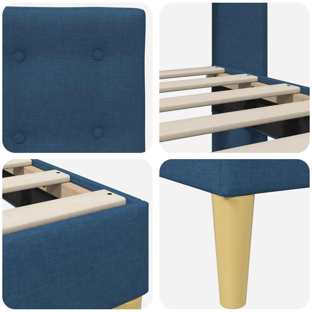 Letto singolo | Letto per adulti | Struttura del letto con testiera Blu 90 x 190 cm Tessuto