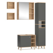 Vicco Set mobili bagno Antracite 4 parti, con armadio alto