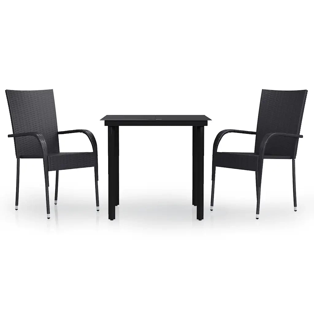 Set Mobili da Pranzo per Giardino 3 pz Nero 3099377
