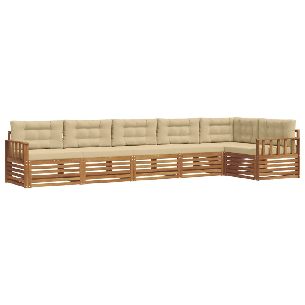 Set di divani da esterno con cuscino 6 pcs Naturale e Beige 3373533