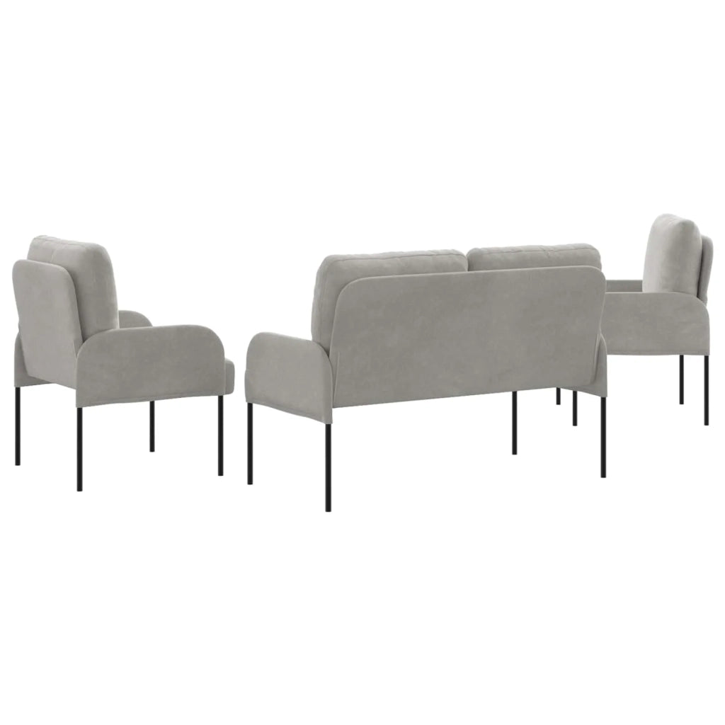 Set divani con cuscino 3 pcs Grigio chiaro 115 x 56 x 80 cm 3406217