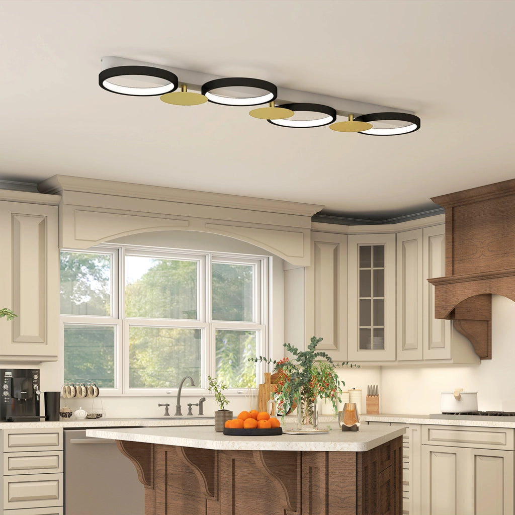 Lampadario LED a Soffitto 38W 1500LM 4 Luci Telecomando ¨C Minimal ¨C Nero+Oro