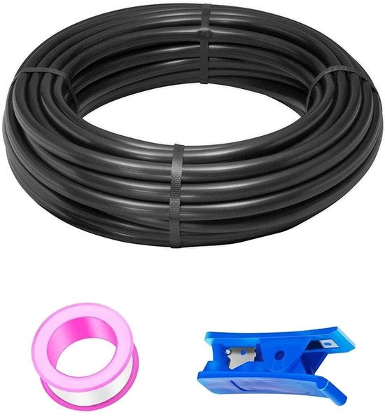 Slang Pneumatica 20 m - Slang per Luce - Materiale PU - Diametro Esterno 10 mm - Diametro Interno 6,5 mm - Compreso Taglieraggio Tubo/Pellicola Teflon - Condotta di Vapore