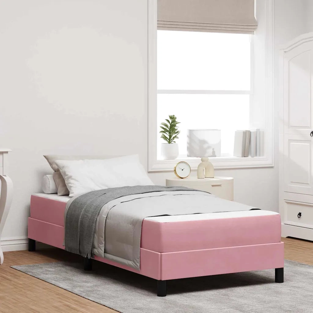Letto a molle con materasso Rosa 100 x 220 cm Tessuto 3398784