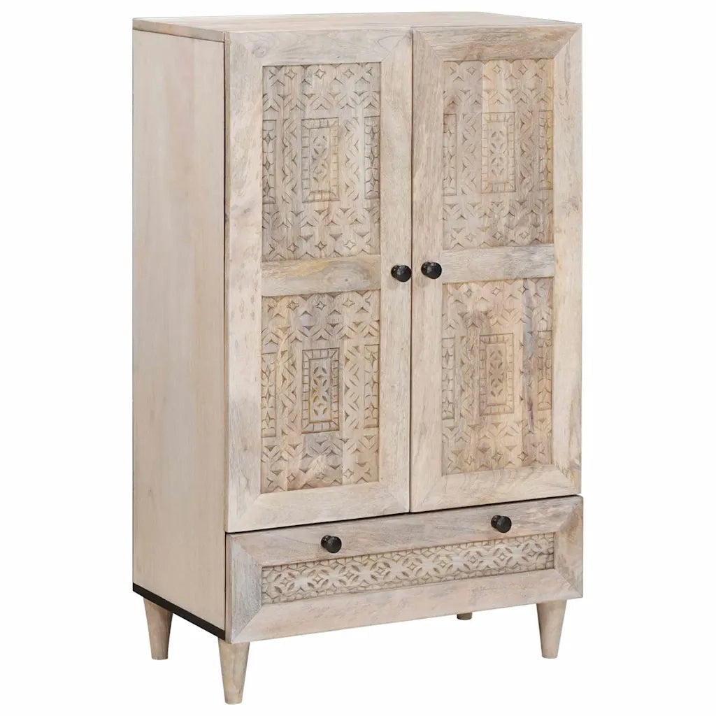 Credenza Bianco 60 x 33 x 100 cm legno massello di mango 4018146