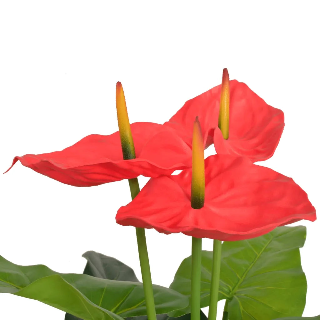 Anturium Pianta Artificiale con Vaso 90 cm Rosso e Giallo cod mxl 55215