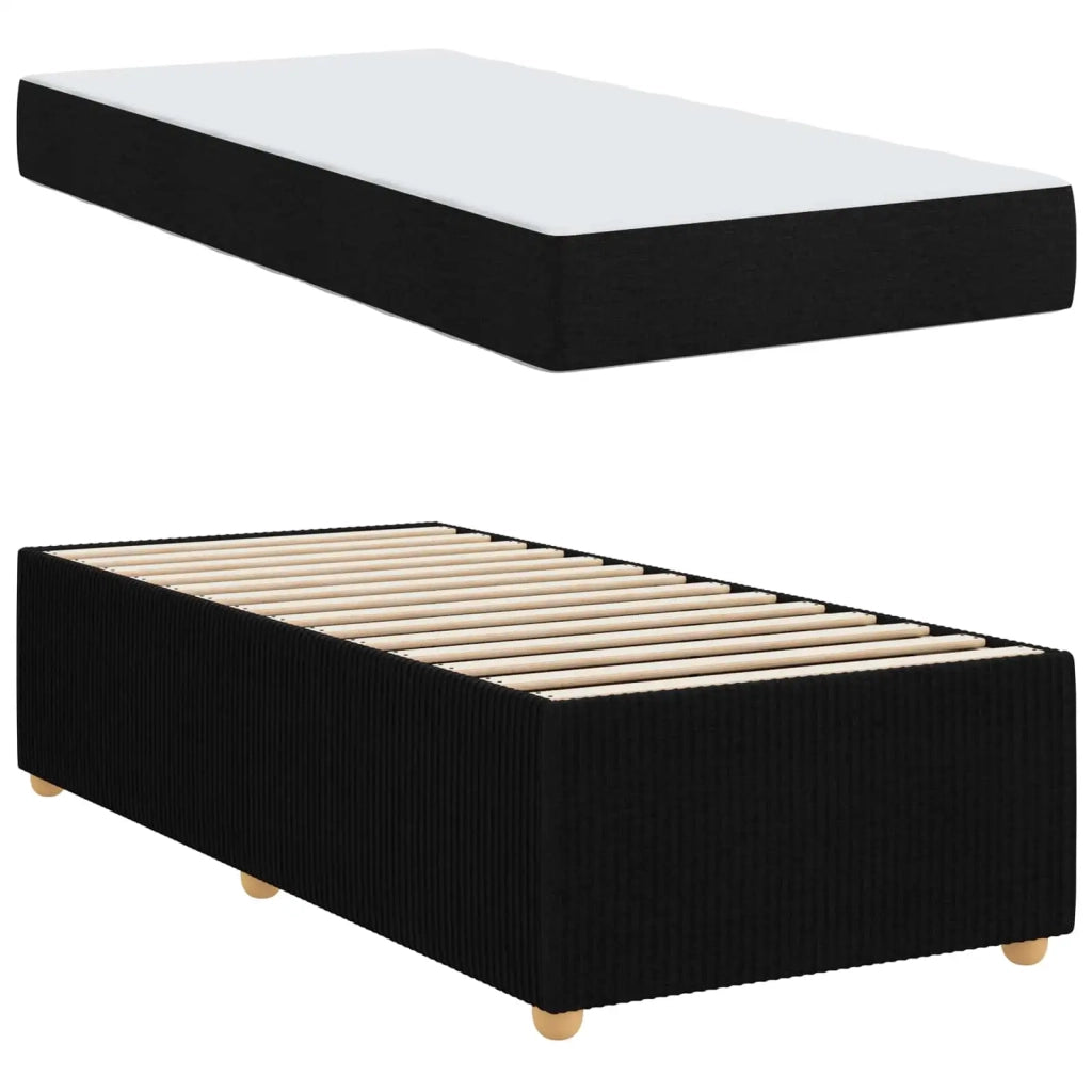 Letto singolo | Letto per adulti | Struttura del letto con materasso Nero 90 x 200 cm Tessuto
