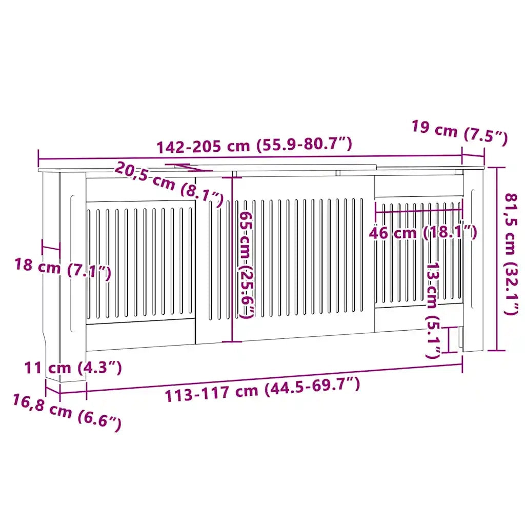 Copertura per radiatori 2 pcs Bianco 205 x 20,5 x 81,5cm 3403237