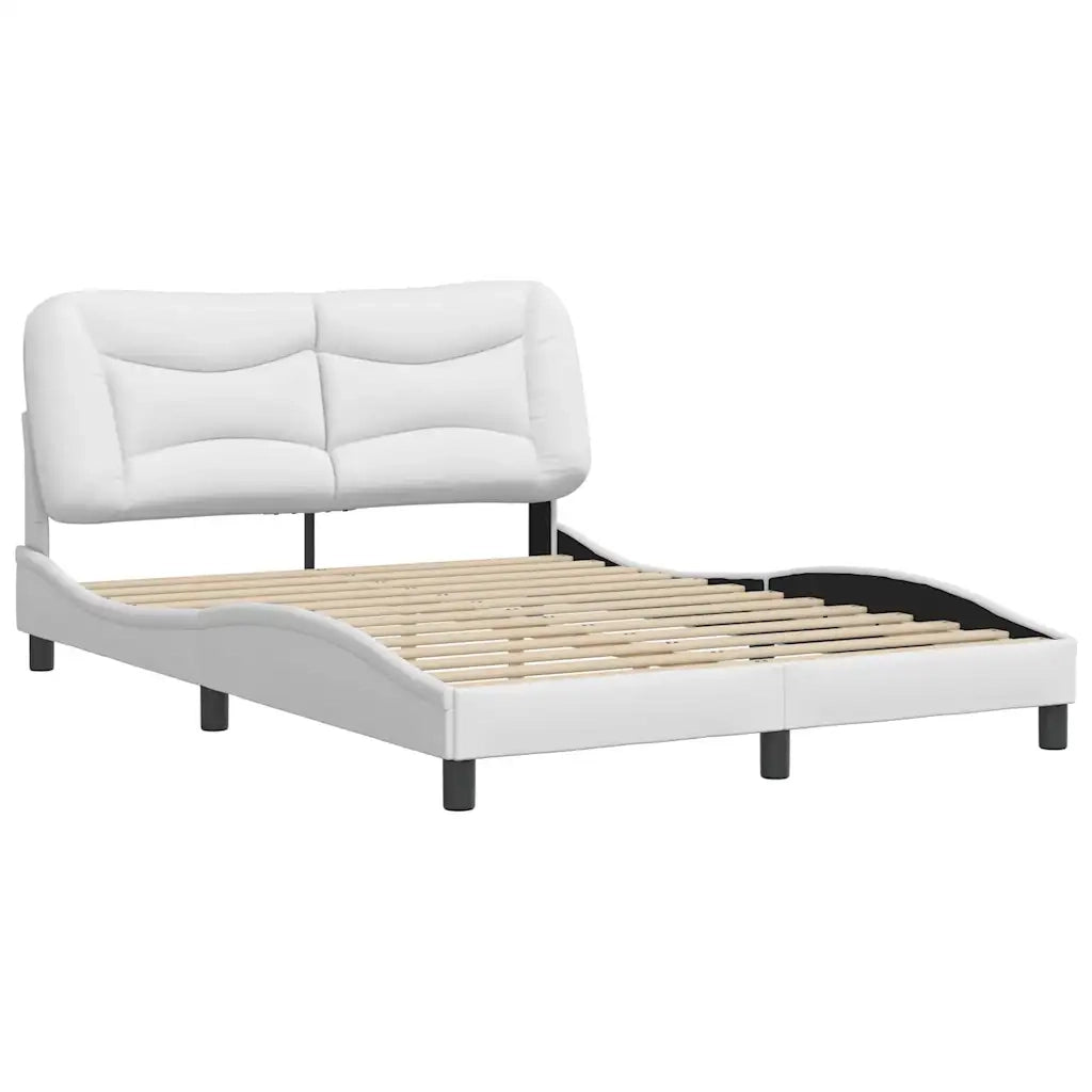 Letto matrimoniale | Letto per adulti | Giroletto senza Materasso Hvar Bianco 140x200 cm in Similpelle