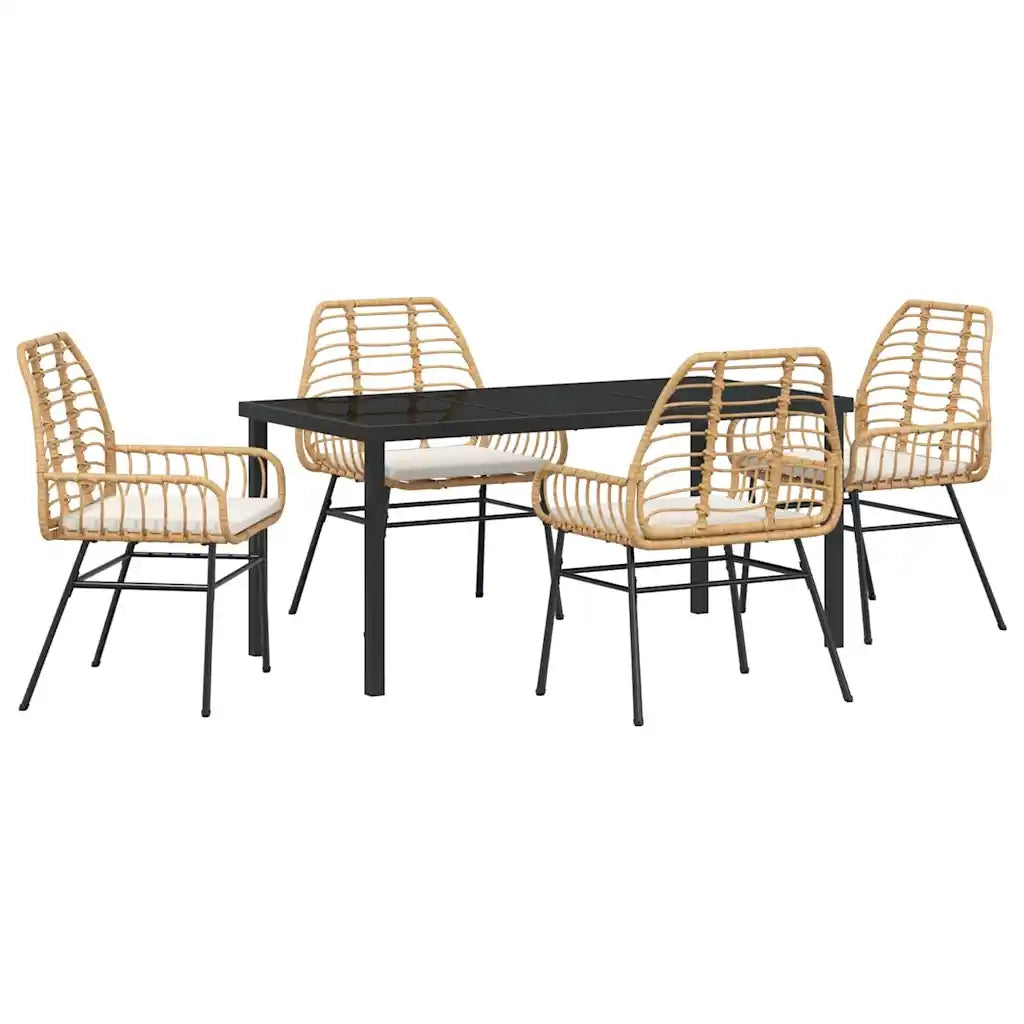 Set da Pranzo per Giardino 5 pcs Marrone polyrattan