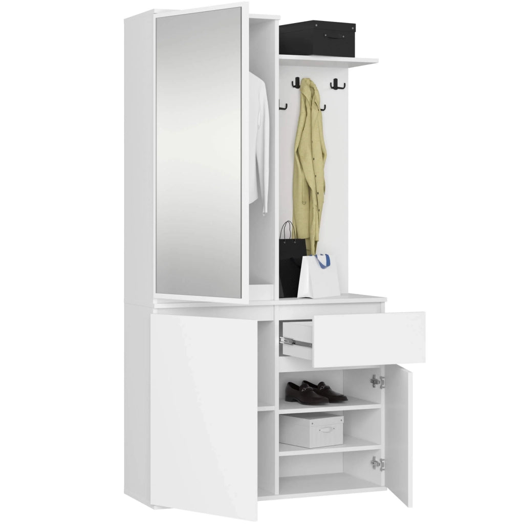 Scarpiera ingresso con appendiabiti ENTRO AKORD Bianco 95x183x35 cm