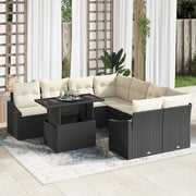Set Divano da Giardino 9 pcs Nero e Crema polyrattan 3348973