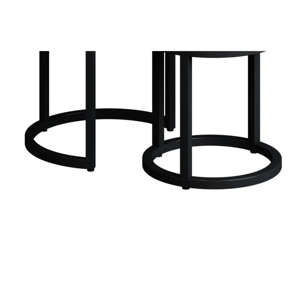 Tavolino basso PLATO – Set di 3 tavolini nidificati rotondi effetto legno di mangolia