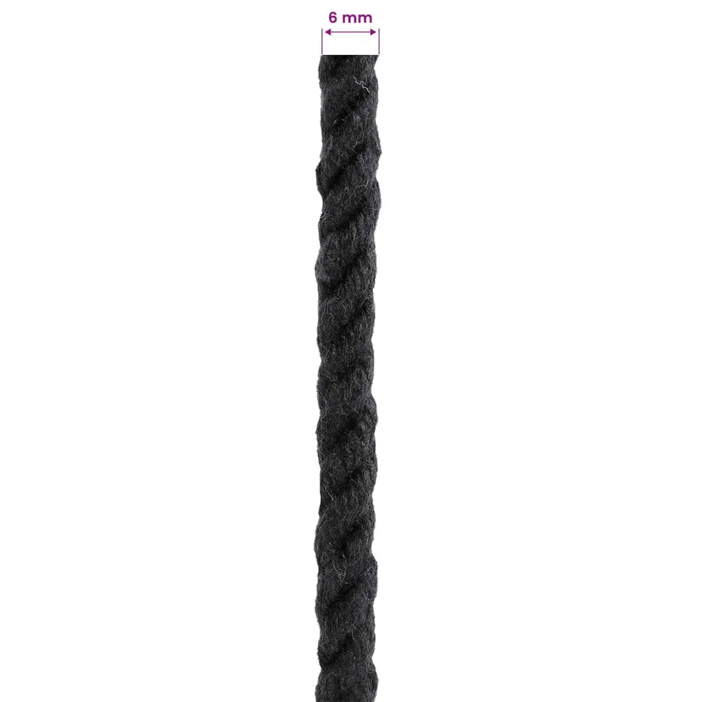 Corda | Fune Nero 0,6 x 0,6 x 10000 cm Cotone