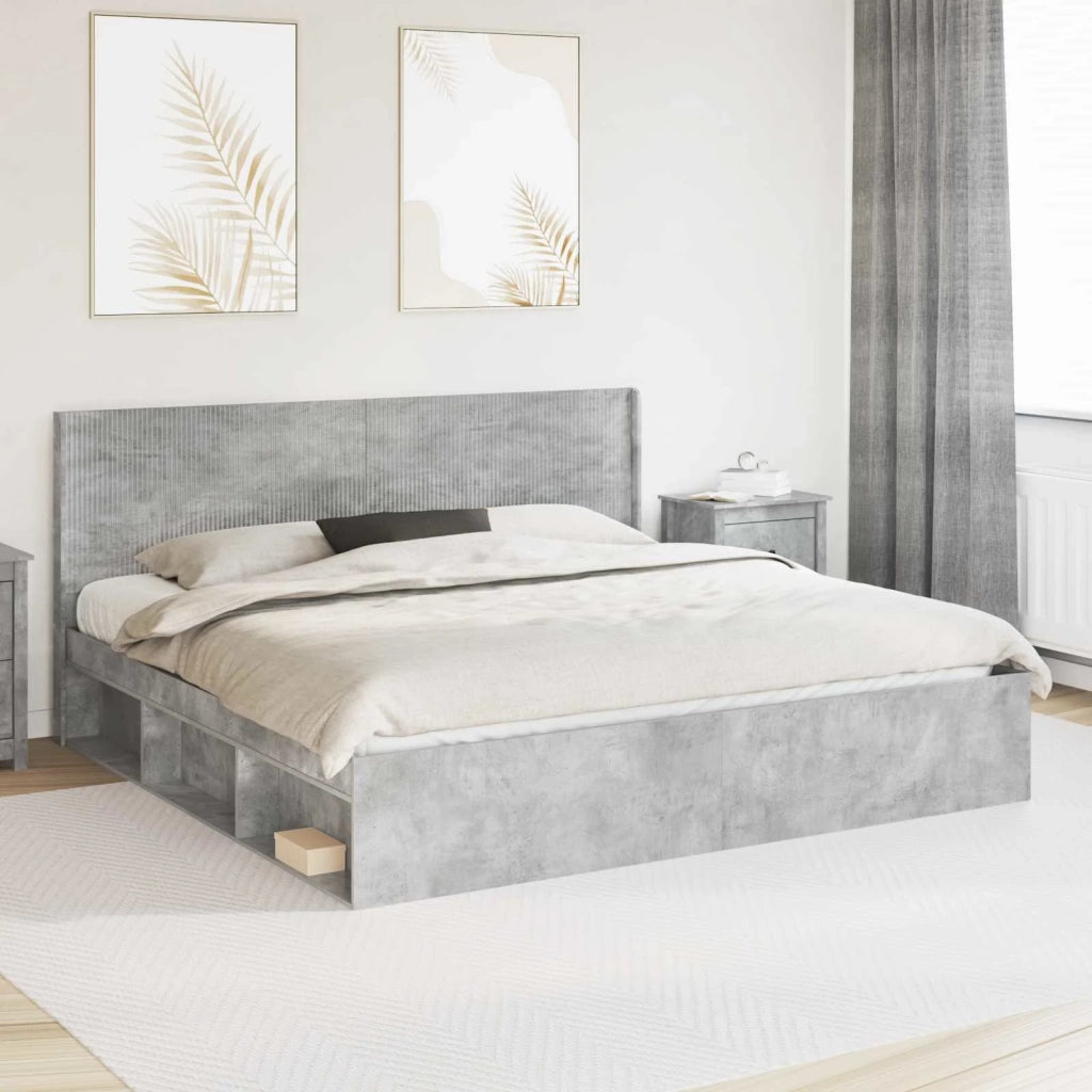 Struttura del letto con stoccaggio e testata Grigio Cemento 3413824