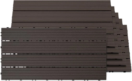Pavimenti in legno composito WPC per giardino e terrazza, fissa forma e basso mantenimento, 30x60 cm Caffè