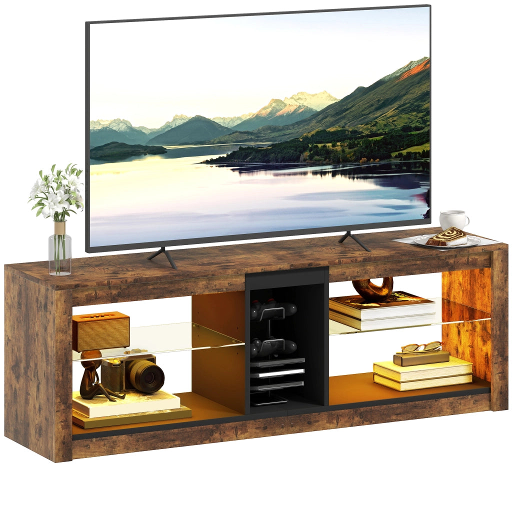 Mobile TV con luci LED e telecomando - Xylo - marrone 140x35x47cm