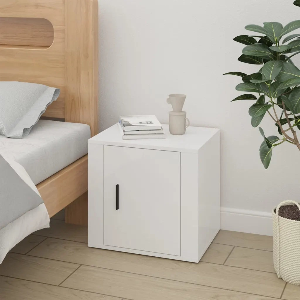 Comodino Bianco Lucido 50x39x47 cm 816692