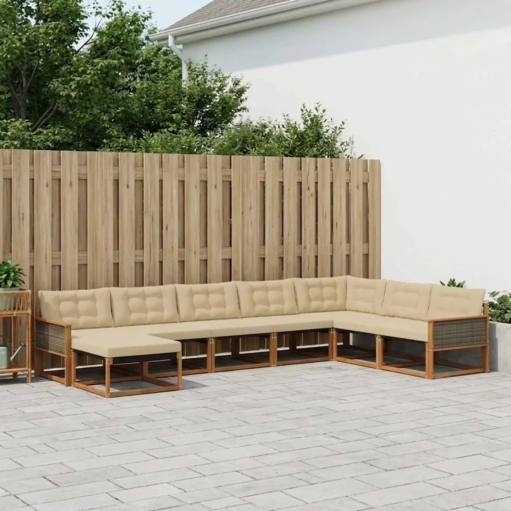 Set di divani da esterno con cuscino 8 pcs Naturale e Beige 3381613
