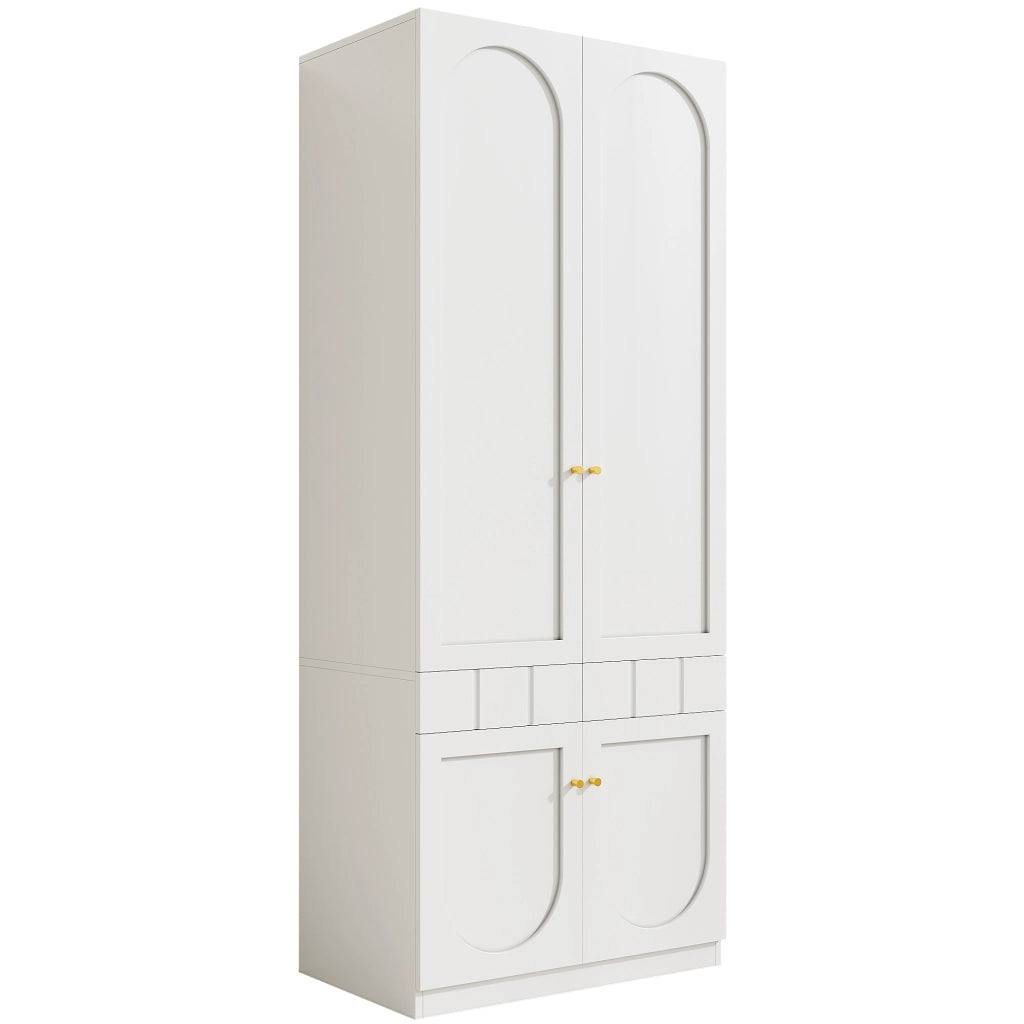 Set Armadio 2 Ante e Vetrina ¨C MINIMAL ¨C Bianco, 80x50x200 cm