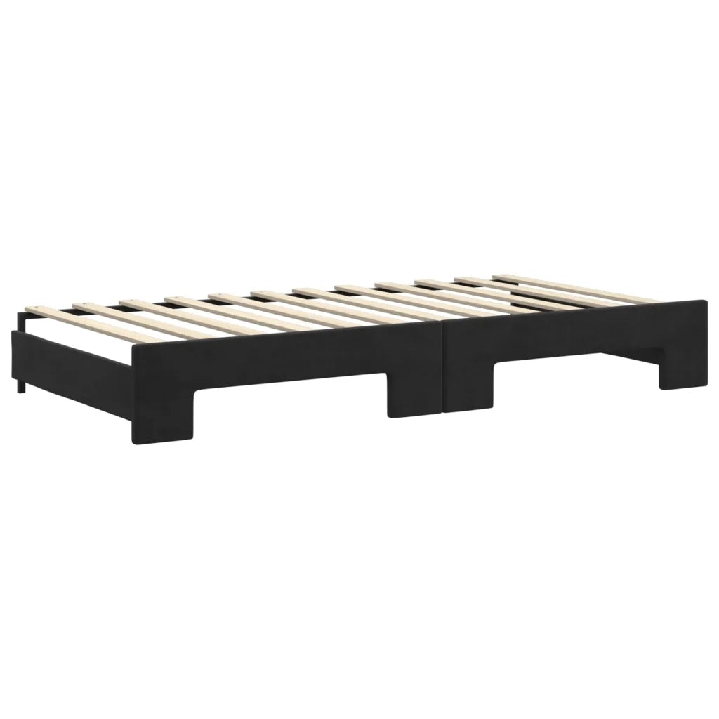 Divano letto | Sof¨¤ letto | Letto singolo Estraibile con Cassetti Nero 100x200 cm in Velluto