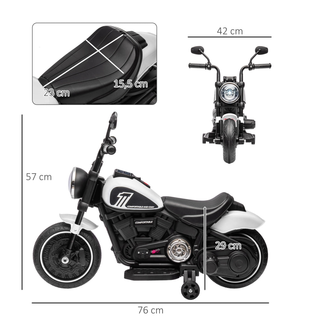 Moto Elettrica per Bambini 18-36 Mesi ¨C Xylo ¨C Batteria 6V Bianco con Ruote Ausiliarie