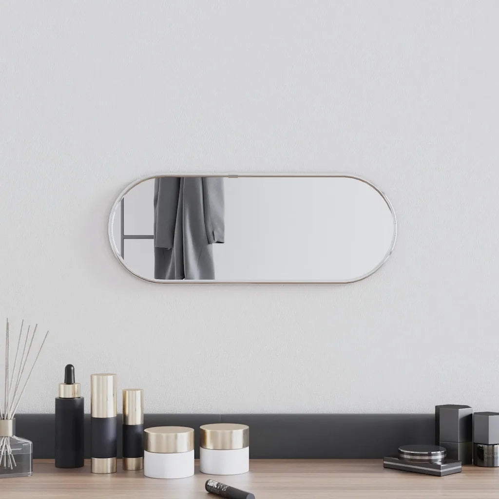 Specchio da Parete Argento 40x15 cm Ovale 348188